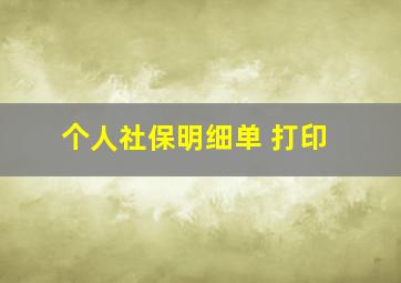 个人社保明细单 打印